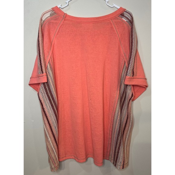 Andree By Unit Coral Crochet Panel Cotton Knit Top 1X Plus Women's - Picture 3 of 5
